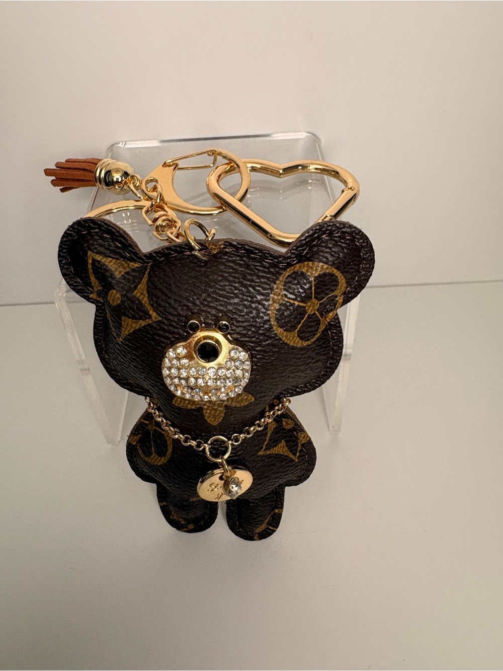 Monogram Brown Teddy Keychain or  Bag Charm - Picture 2 of 5